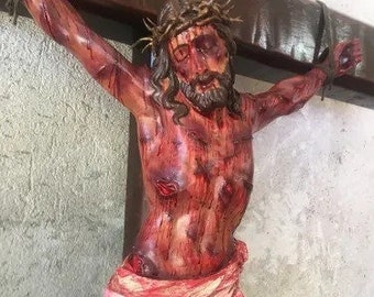 Realistic Crucifix Christ Wound For Meditation, Wall Cross, Domestic Altar, Catholic Gift, Religious Gift, Big Cross, 49.00in