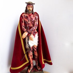 Realistic Scourged Christ Statue For Meditation, Ecce Homo, Domestic Altar, 16.17 in