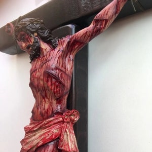 Realistic Crucifix Christ Wound For Meditation, Wall Cross, Domestic Altar, Catholic Gift, Bloody Crucifix, Passion Crucifix, 19.68 in