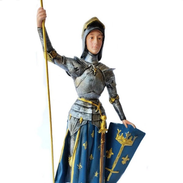 Saint Joan Of Arc in Polychrome Resin - 07.89 inches Domestic Altar, Catholic Gift