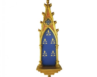 Gothic Oratory of in Polychrome Resin, Corbel Bracket Gothic - 17.74 inches Domestic Altar, Catholic Gift