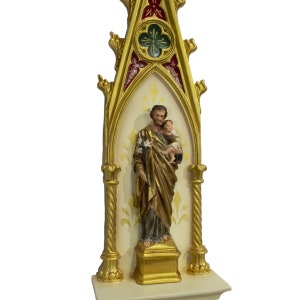 Gothic Oratory of Saint Joseph in Polychrome Resin 18.11 Inches ...