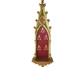 Gothic Oratory of in Polychrome Resin, Corbel Bracket Gothic - 17.74 inches Domestic Altar, Catholic Gift