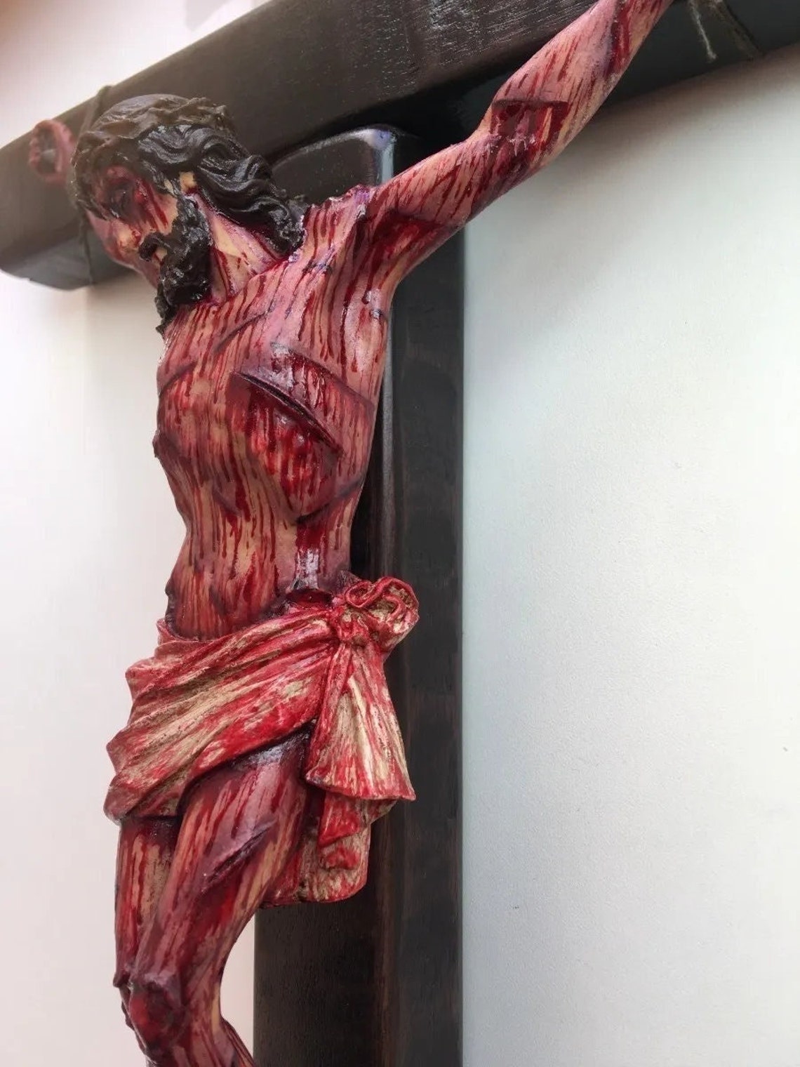 Realistic Crucifix Christ Wound For Meditation, Wall Cross, Domestic Altar, Catholic Gift, Bloody Crucifix, Passion Crucifix, 19.68 in image 1