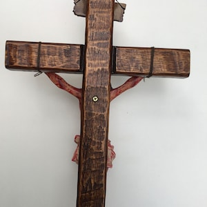 Realistic Crucifix Christ Wound For Meditation, Brown wood, Wall Cross, Catholic Gift, Bloody Crucifix, Passion Crucifix, 19.68 in image 10