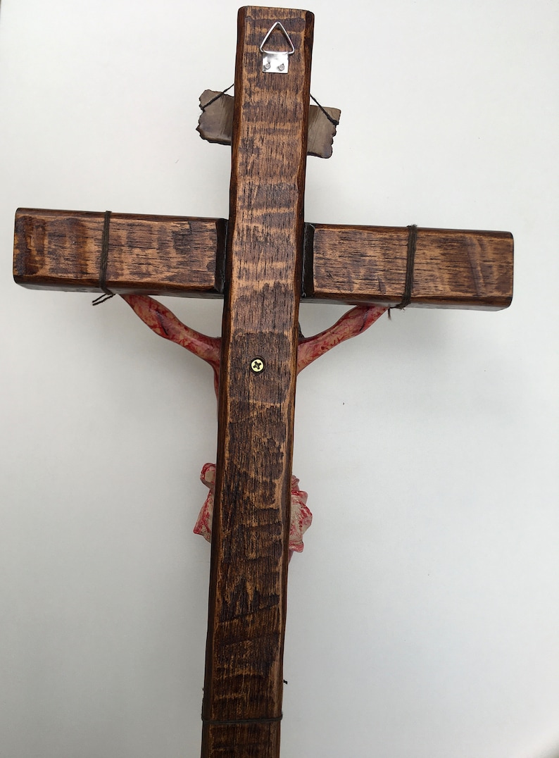 Realistic Crucifix Christ Wound For Meditation, Brown wood, Wall Cross, Catholic Gift, Bloody Crucifix, Passion Crucifix, 19.68 in image 10