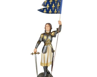 Saint Joan Of Arc in Polychrome Resin - 13.79 inches Domestic Altar, Catholic Gift