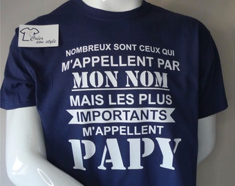 Tee shirt personnalisé homme "M'appellent PAPY", idée cadeau pour papy