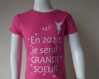 JAi Un Secret Je Vais /Être Grande Soeur T-Shirt /à Fronces Fille