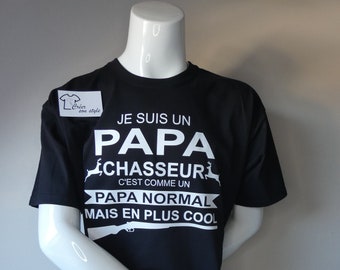 Tee shirt personnalisé homme "papa chasseur", idée cadeau pour papa chasseur