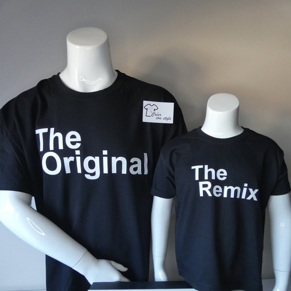 Duo tee shirt personnalisé adulte et enfant "the original - the remix"