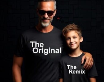 Duo tee shirt personnalisé adulte et enfant "the original - the remix"