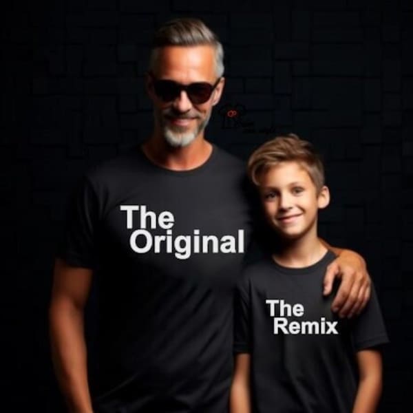 Duo tee shirt personnalisé adulte et enfant "the original - the remix"