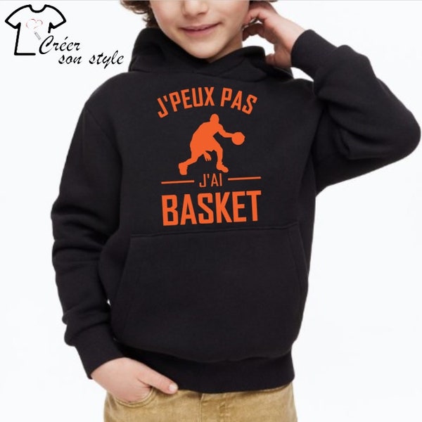 Sweat shirt enfant personnalisé "j'paux pas j'ai..." foot, cheval, tennis, danse, ...