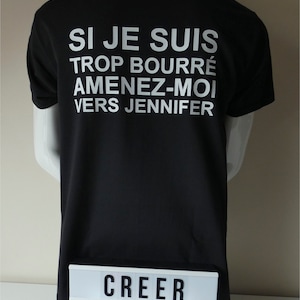 Duo tee shirt personnalisé pour couple Si je suis trop bourré amenez moi vers... je suis ... et moi aussi je suis bourrée image 3