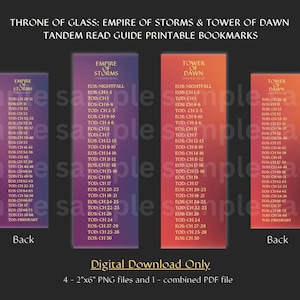 Throne of Glass Tandem Read Bookmark | Empire of Storms & Tower of Dawn | Digital Download PDF and PNGs | Double-sided