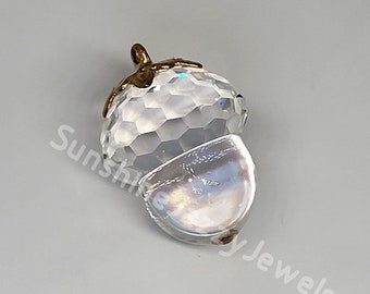 Swarovski Crystal Clear Acorn 4775 Pendant w/ Gold Plated Top; RARE