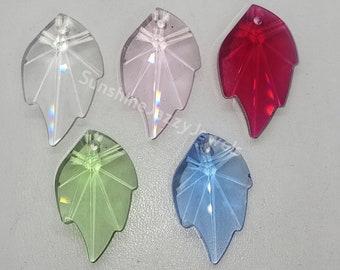 Swarovski Crystal 26mm Leaf 8805 Pendants; Peridot, Clear, Rosaline, Bordeaux, Sapphire; Retired/ Rare; Suncatchers/ Ornaments