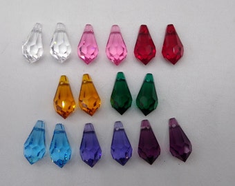 11mm or 13mm 2pc Swarovski Crystal Topaz Teardrop 6000 Pendants; 2 Sizes