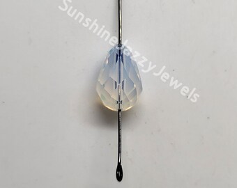 6pc Swarovski Crystal White Opal Faceted Teardrop 5500 Bead