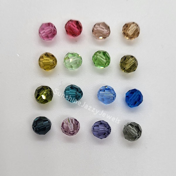 12pc Swarovski Crystal 6mm Faceted Round 5000 Beads; Over 20 Colors: Aqua, Lt Amethyst, Padparadscha, Black Diamond, Montana, Smoky Quartz