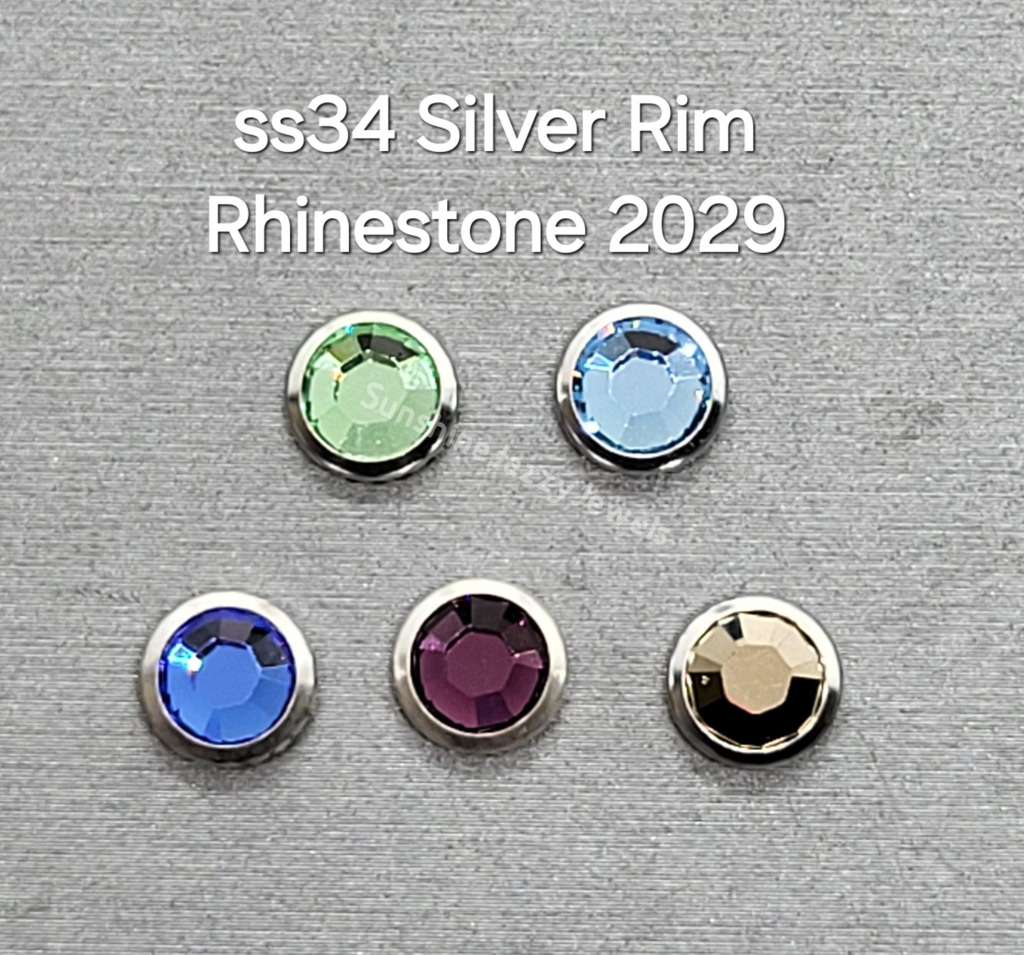 12pc Swarovski Crystal Ss34 7mm Hotfix Silver Rimmed
