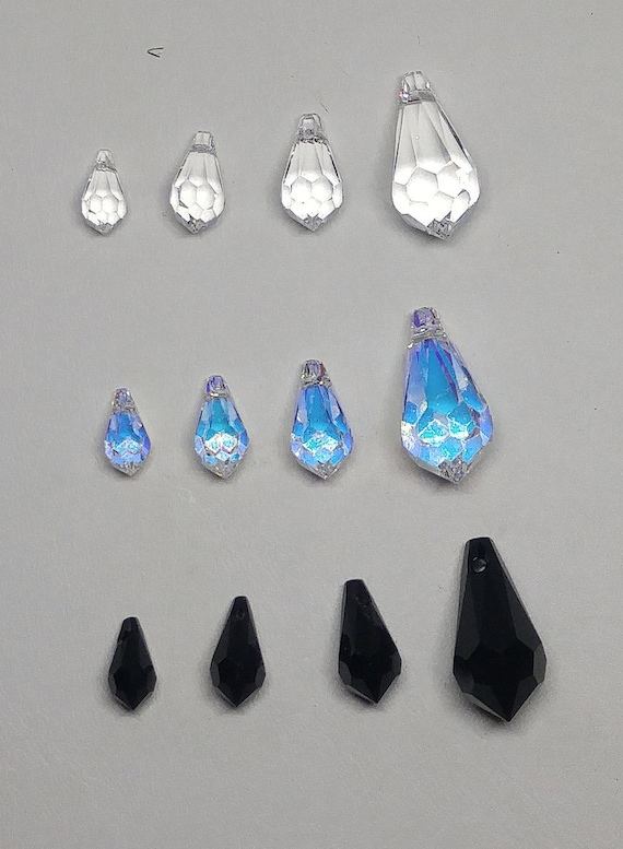 11mm or 13mm 2pc Swarovski Crystal Topaz Teardrop 6000 Pendants; 2 Sizes