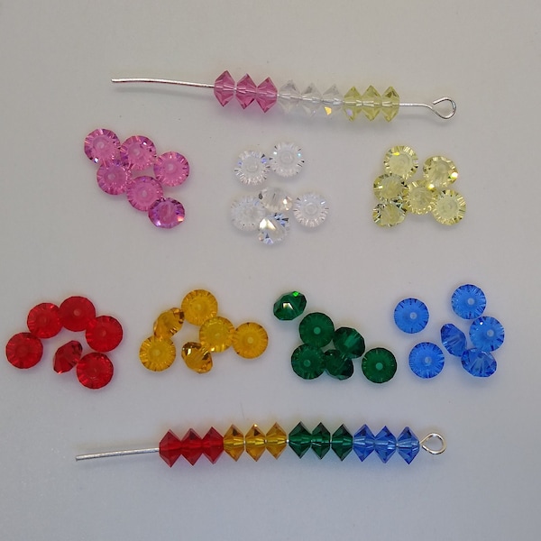 24pc Swarovski Crystal 5mm Flat Bicone/ Rondelle 5305 Beads; 12 Colors; Vintage!