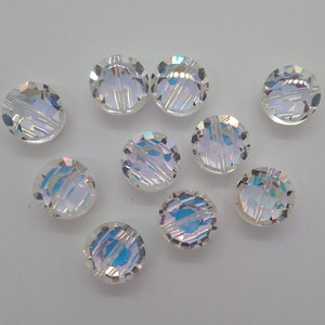 Factory Pack Swarovski Crystal Clear AB 14mm Lentil 5100 Beads; 72pc; aka tablet, pill, or aspirin beads; Vintage! Faceted Flattened Round Bild 3