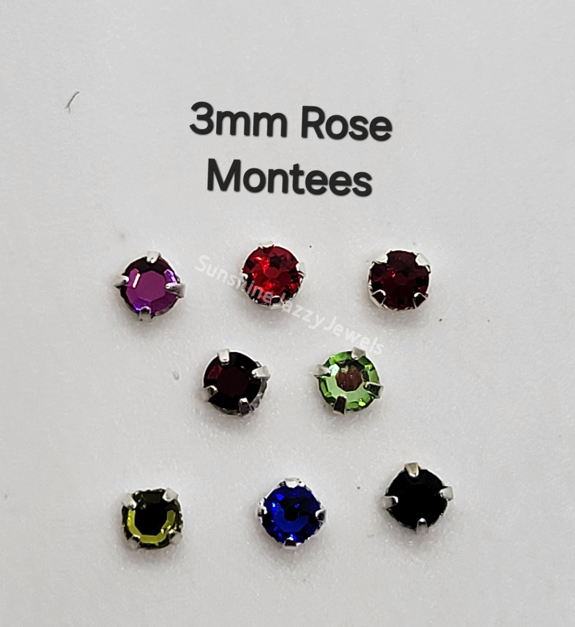 24pc Swarovski Crystal 3mm (ss12) Rose Montees Beads; Silver