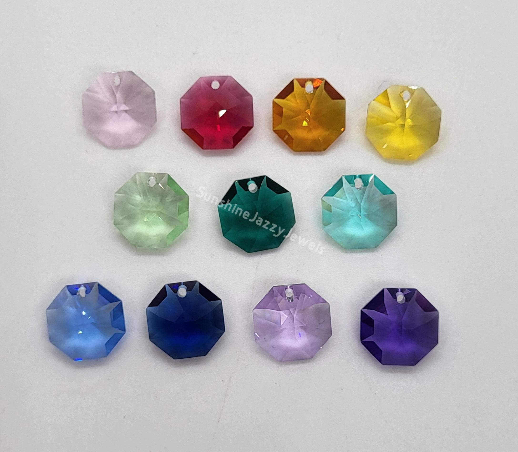 4pc Swarovski Crystal 14mm 1 Hole Octagon 8115 Pendants; Blue