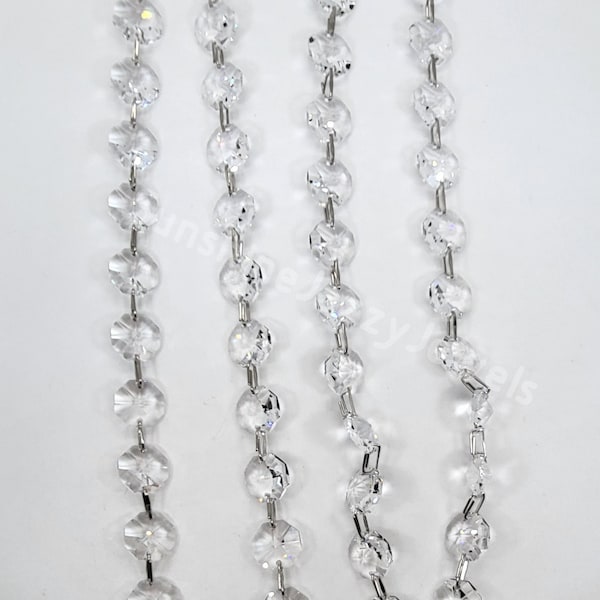 Swarovski Crystal Meter 14mm Clear Octagon Chain; 9017MS; 51pc 2 Hole Octagons