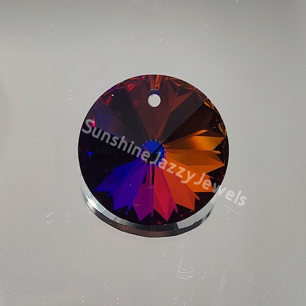 Swarovski Crystal 18mm Rivoli 6204 Pendant; 2 Colors: Volcano or Clear AB; Vintage