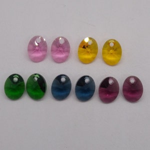 2pc Swarovski Crystal 10mm Oval 6028 Pendants; 5 Colors: Rose, Sunflower, Dark Moss Green, Montana, Amethyst