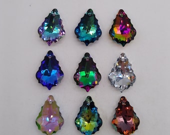 Swarovski Crystal Baroque 6090 Pendant; 16mm or 22mm; Volcano, AB, Bermuda Blue, Heliotrope, Vitrail Light, CAL, Sahara, Vitrail Medium