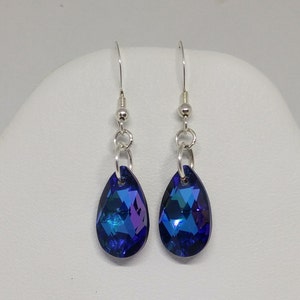Purple Heliotrope Checkerboard Cut with Amethyst and AB Rhinestone Dangle Earrings 1556 Book Piece Juliana D/&E