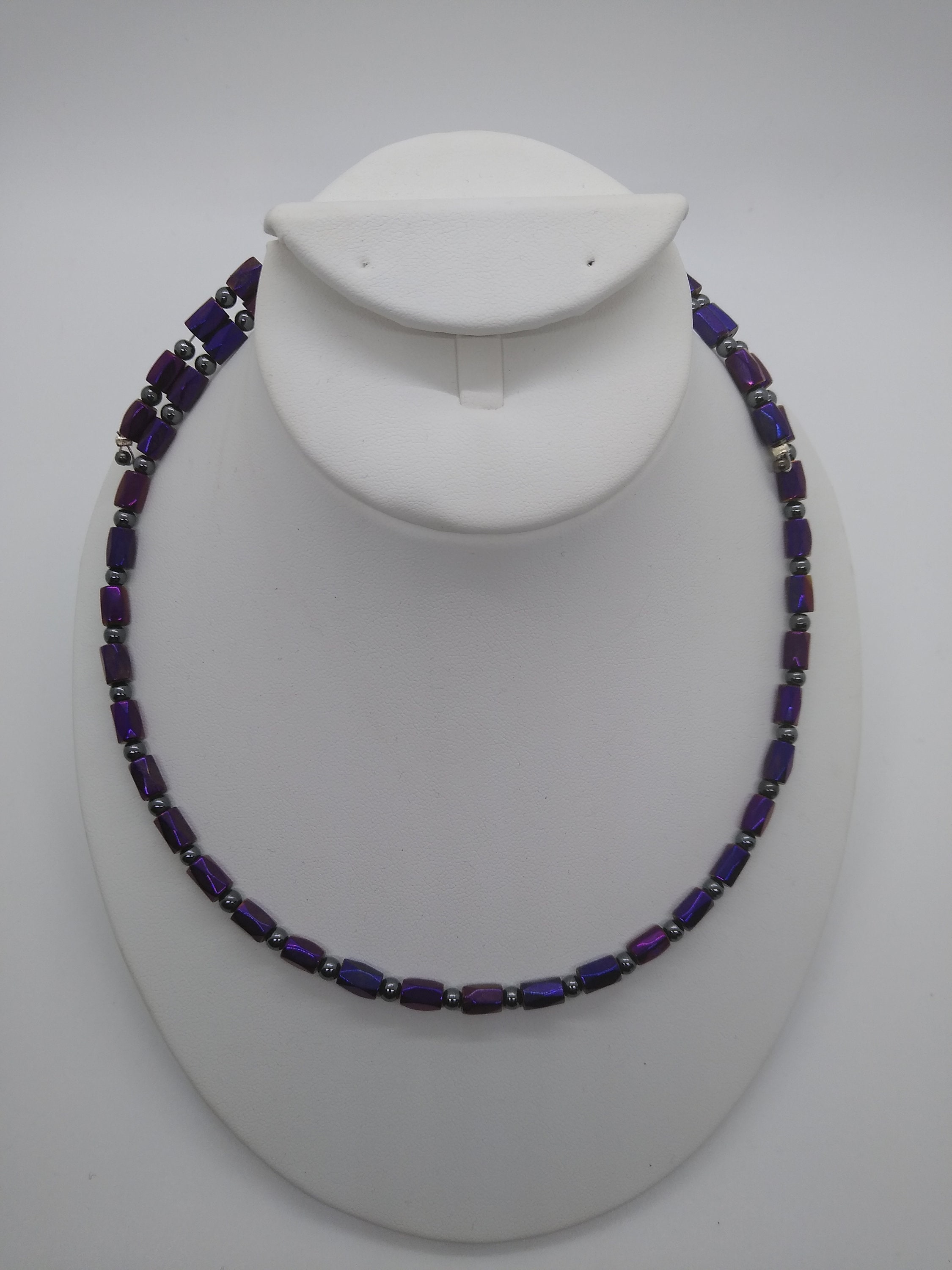 Bracelet Magnétique Perles Hématite Lilas - Bien-être, Fabriqué En France Auris