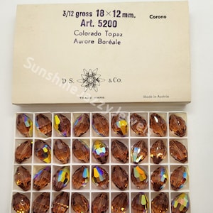 Factory Pack Swarovski Crystal Colorado Topaz AB 18x12mm Faceted Oval 5200 Beads; Extra Large!  Vintage!