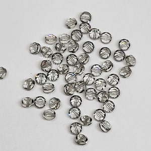 24pc Swarovski Crystal Shadow 5mm Lentil 5100 Beads; Silver Gray; Aka Tablet, Pill Beads