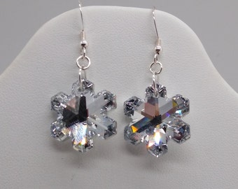 Silvertone Clear Swarovski Crystal Square Leverback Earrings main image 0