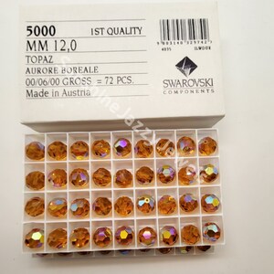 Factory Pack Swarovski Crystal Topaz AB 12mm Faceted Round 5000 Beads; 72pc