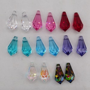 2pc Swarovski Crystal 15x7.5mm Teardrop 6000 Pendants; Clear