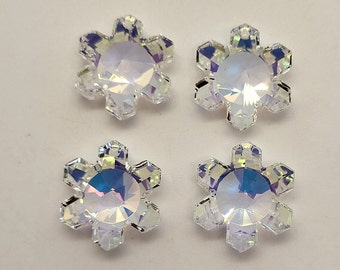 1 or 4pc Swarovski Crystal Clear AB 20mm Snowflake 6707 Pendant; Rare!  Iridescent Sparkle