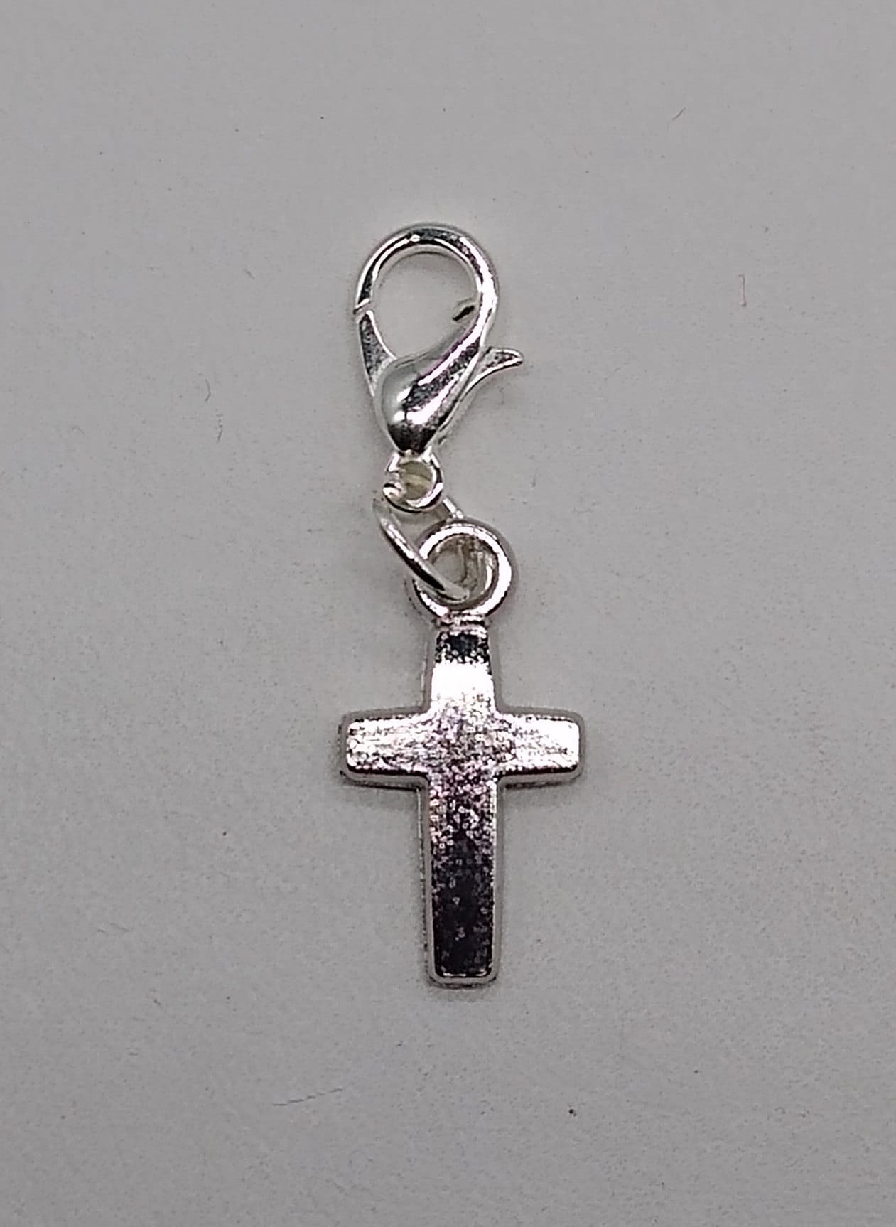 1 or 10pc Silver Cross Zipper Pull/ Charm/ Pendant; Silver Metal