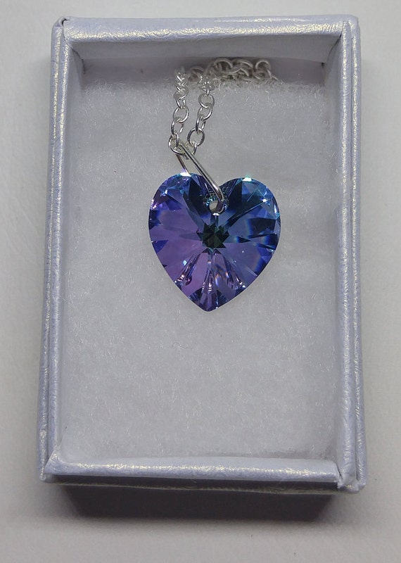 Sterling Silver Swarovski Crystal Vitrail Light 18mm Heart Pendant