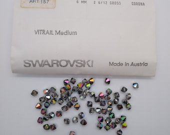 Paquete de fábrica de cuentas Swarovski Crystal Vitrail Medium 6 mm Bicone 5301; 360 piezas; A granel; Vintage