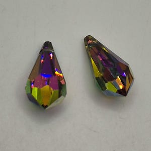 2pc Swarovski Crystal Vitrail Medium Teardrop 6000 Pendant; 13mm or 15mm