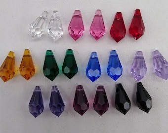 2pc Swarovski Crystal 11x5.5mm Teardrop 6000 Pendants; Rose, Clear AB, Emerald, Amethyst, Tanzanite, Topaz, Violet, Jet, Sapphire