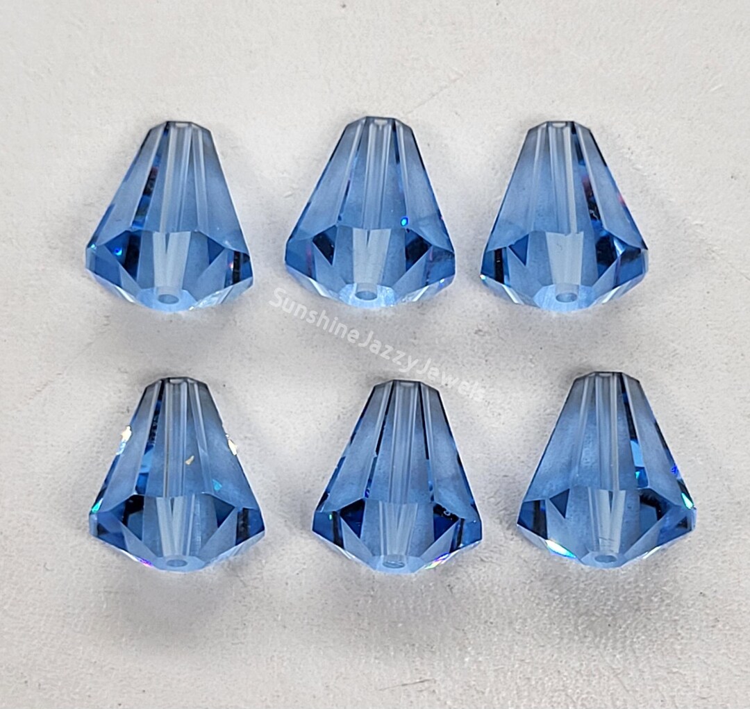 6pc Swarovski Crystal Light Sapphire 11x10mm Faceted Cone 5400