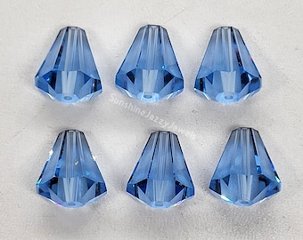 6pc Swarovski Crystal Light Sapphire 11x10mm Faceted Cone 5400
